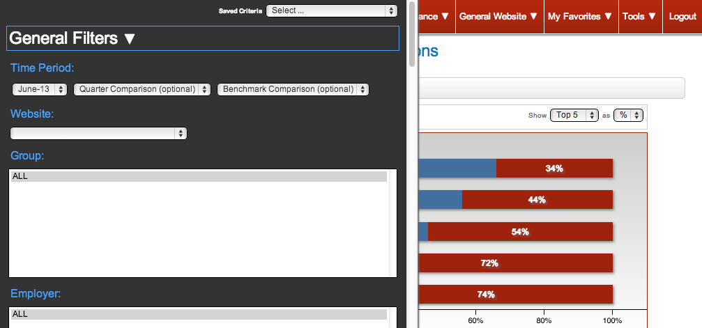 Evidence Based Medicine Screenshot with Criteria Selection