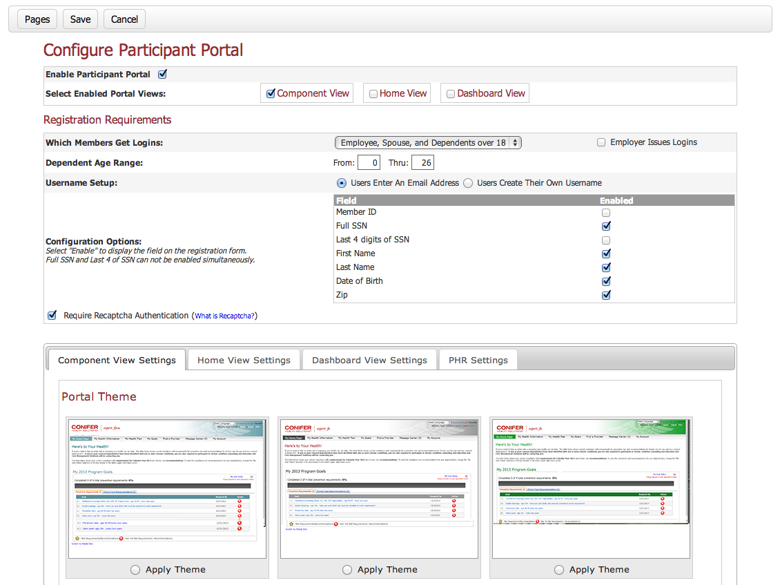 Member Portal Settings Screen