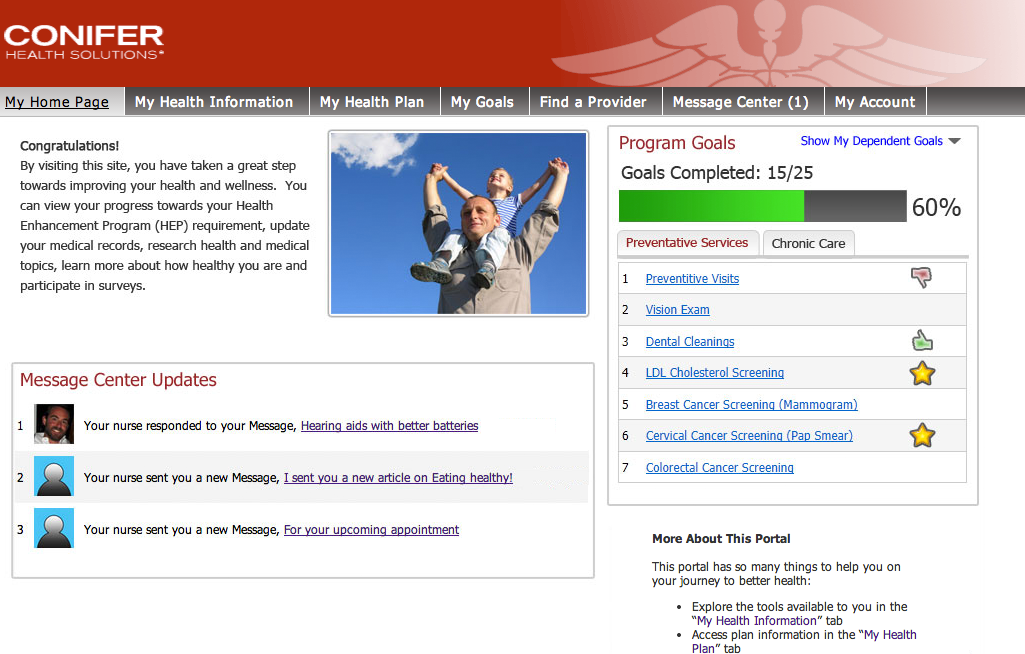 Member Portal Home Screen